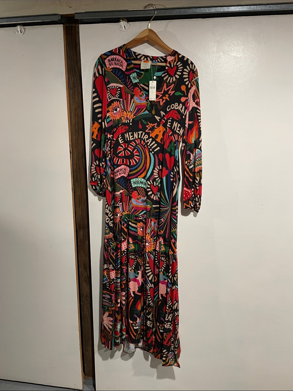 FARM Rio Black Multicolor Graphic Maxi Dress